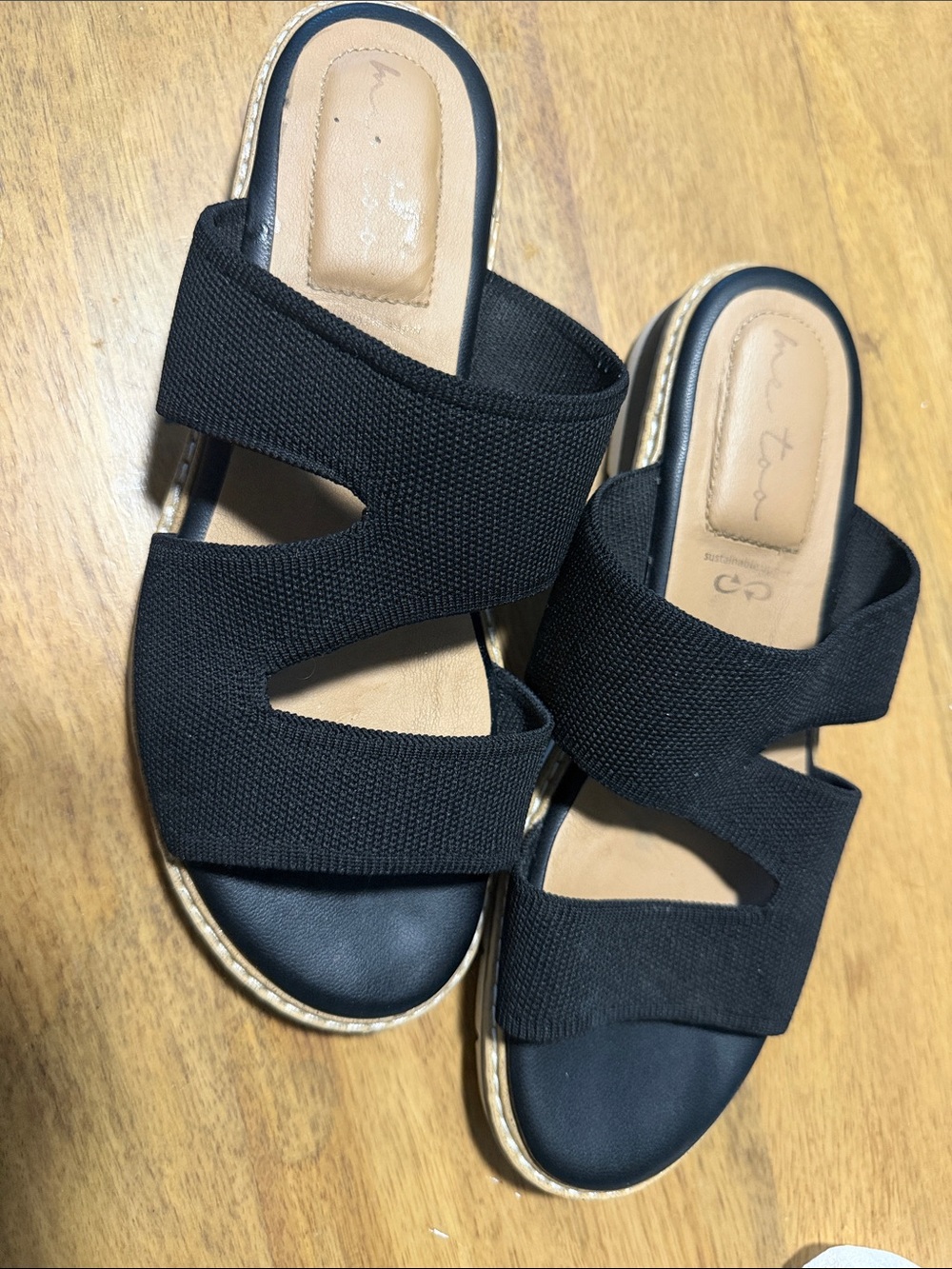 Black Elastic Strap Women’s Slide Sandals - Casual Comfort